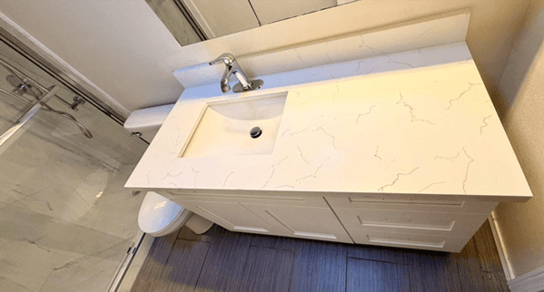 Custom vanity and quartz countertop Somerset