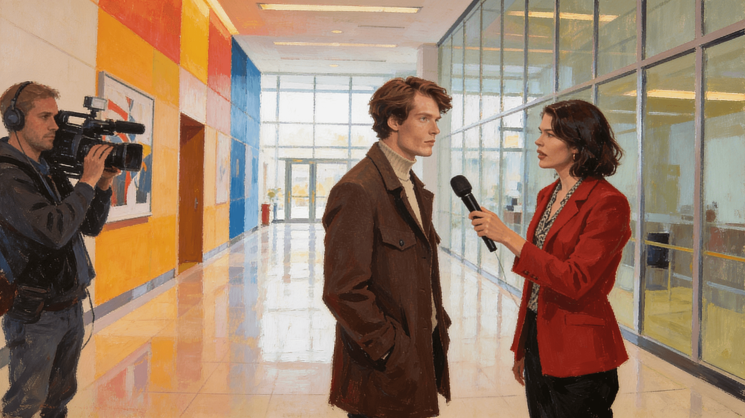 Team members reviewing tablet together in office space