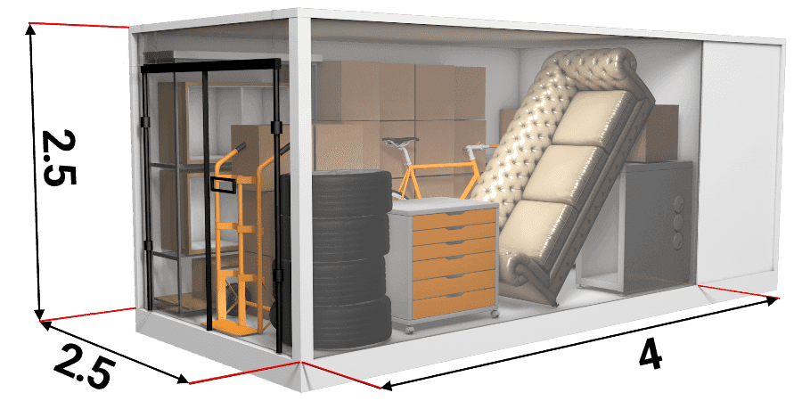 Size of XLarge self storage unit.