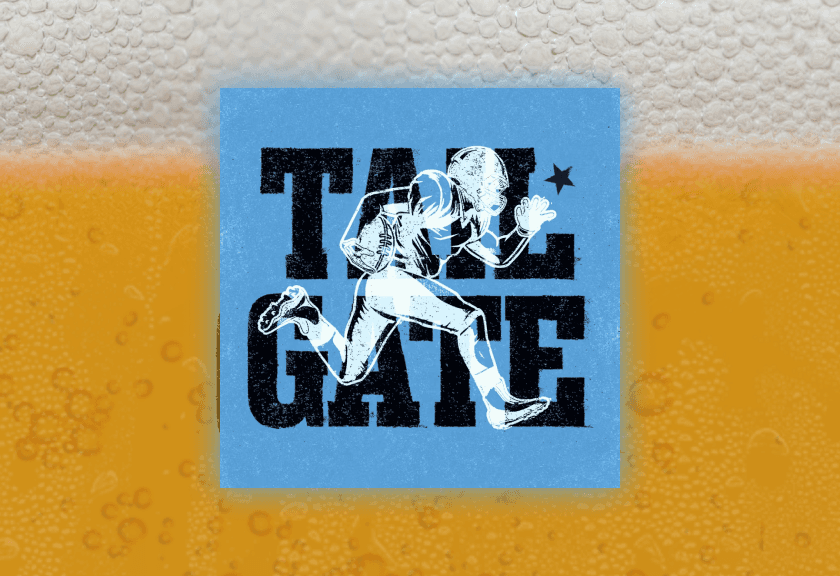 Super Bowl party invitation with gold and blue colors