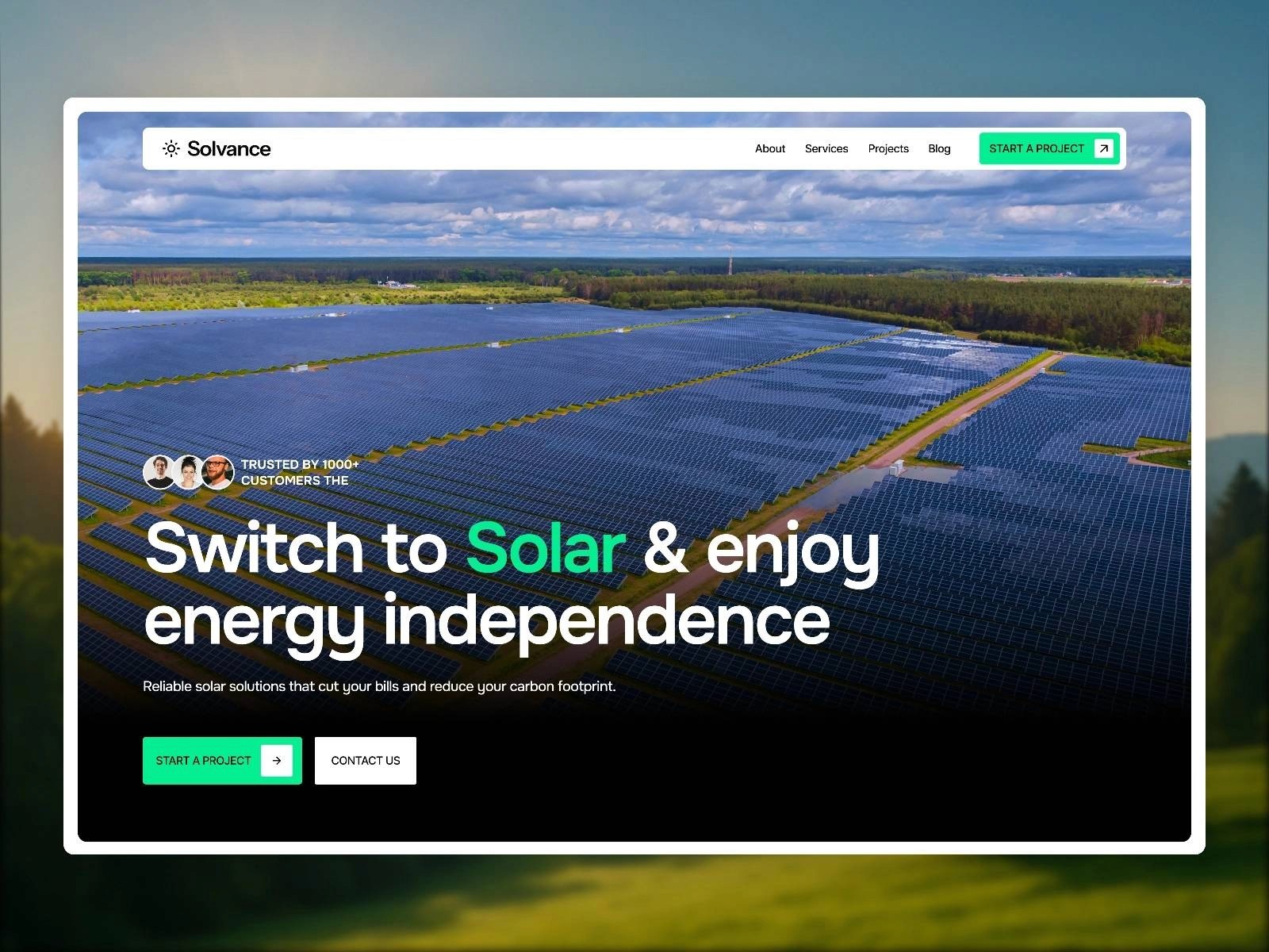 solvance solar energy website framer template