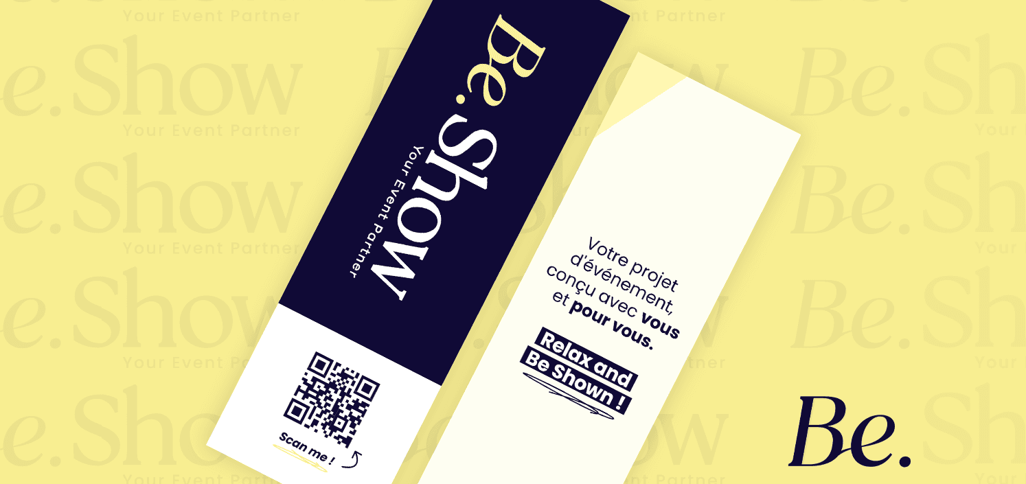 Identité visuelle et direction artistique du projet Be.Show, branding et design graphique réalisés par Enzo Roger.