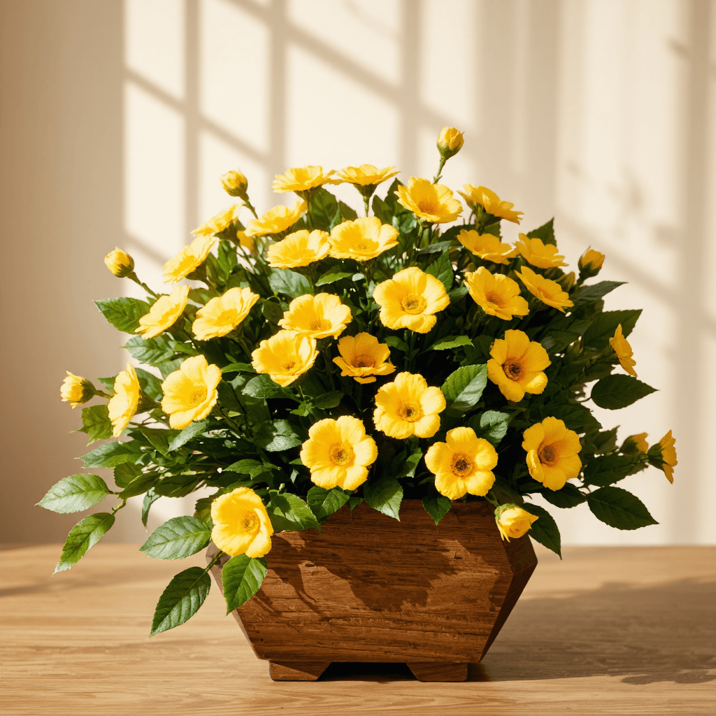 product photography of artificial flower arrangement in a pot