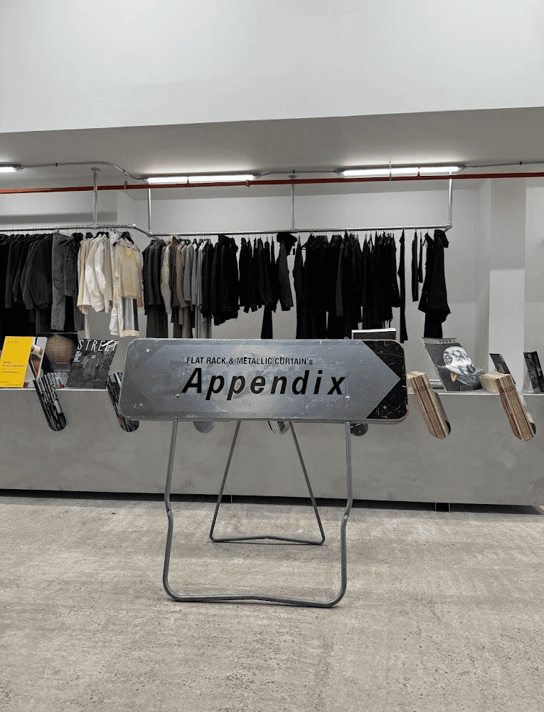 Clothing Racks at Appendix in Paris. 