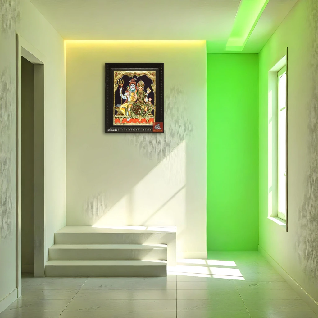 Shiva Parvati Tanjore painting