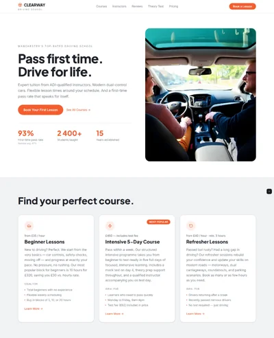 Driving school website prompt preview
