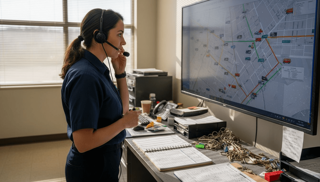 Dispatcher monitoring live charter fleet map