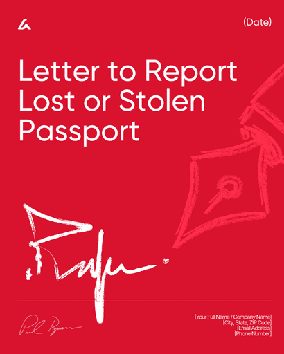Letter to Report Lost or Stolen Passport