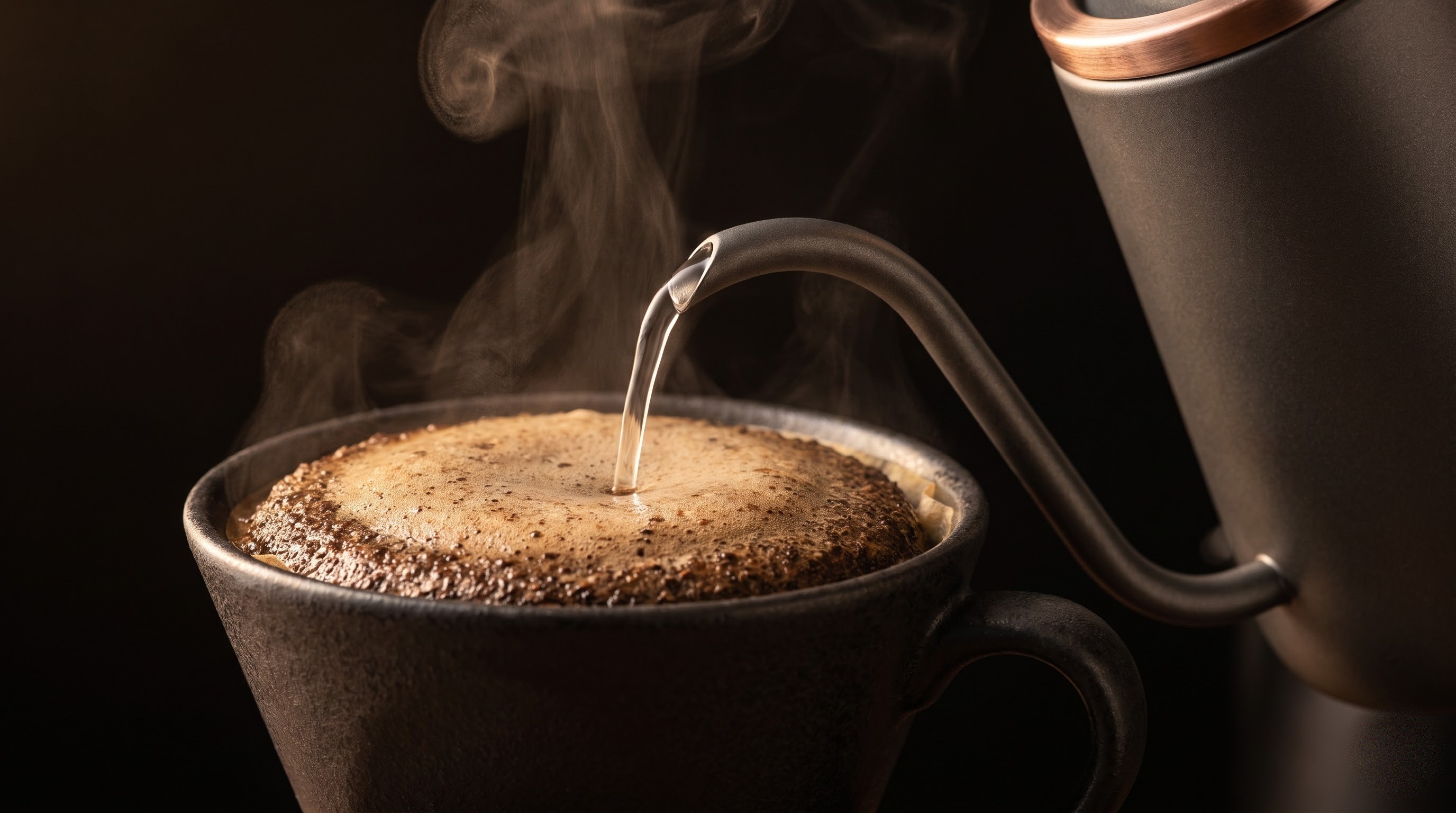 Pour-over, mid-bloom