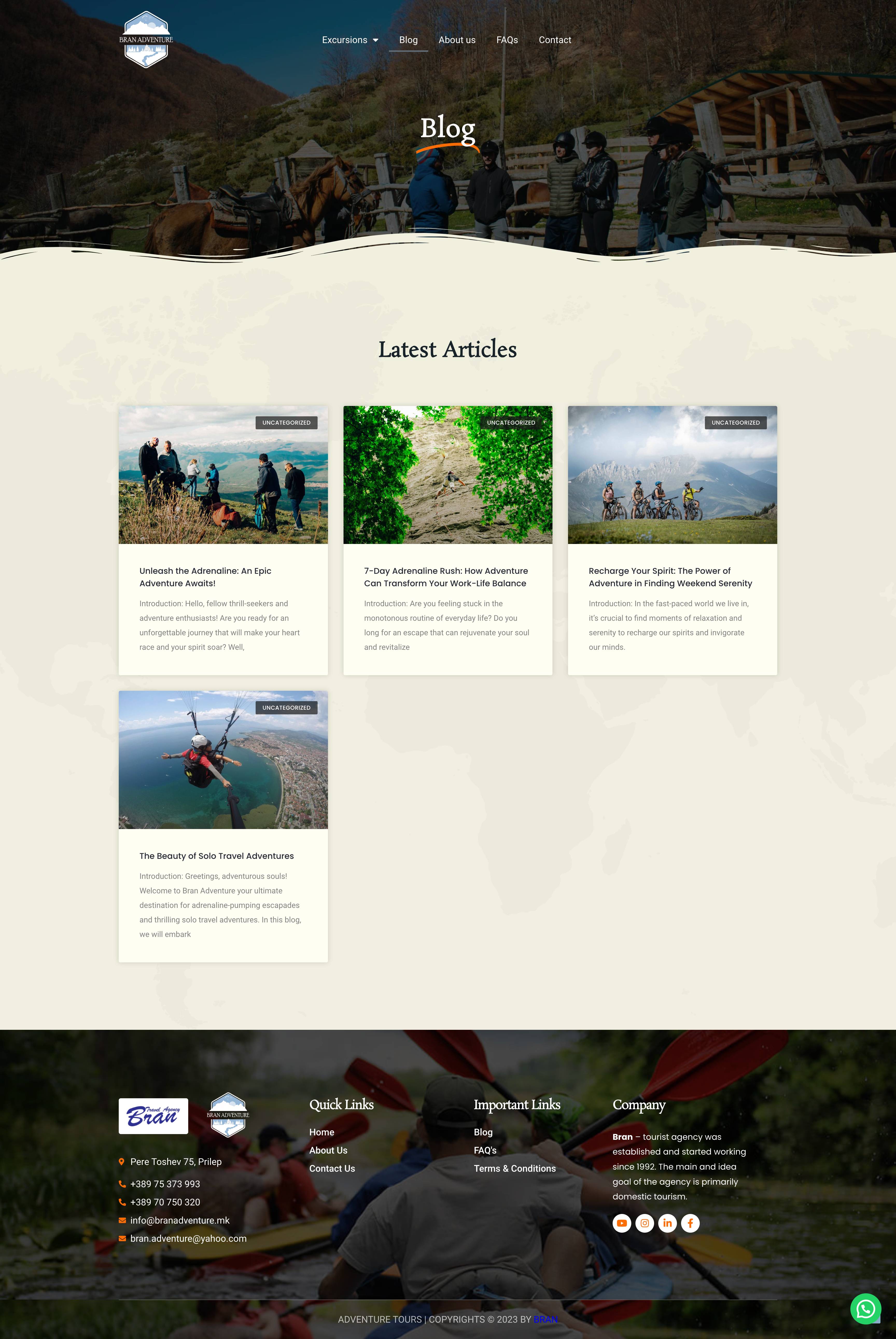 Website - About page - Bran Adventure