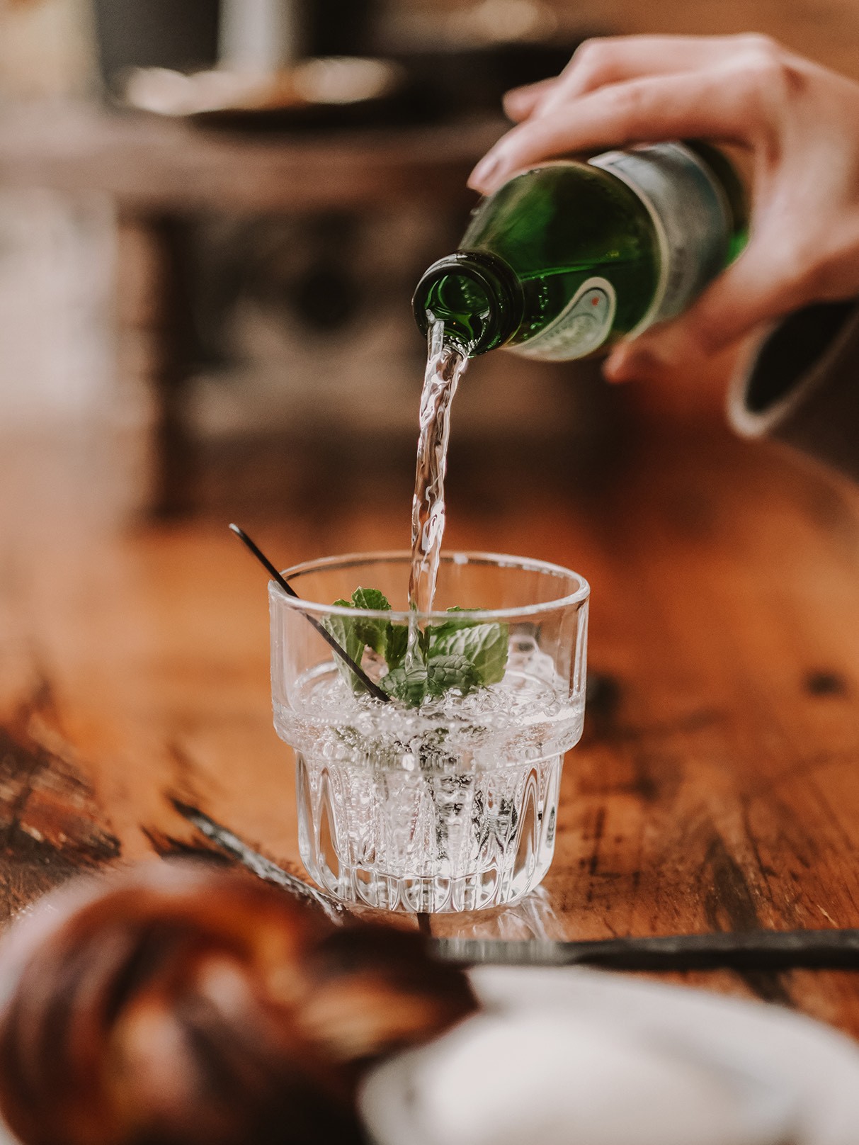 Pouring water in a glass
