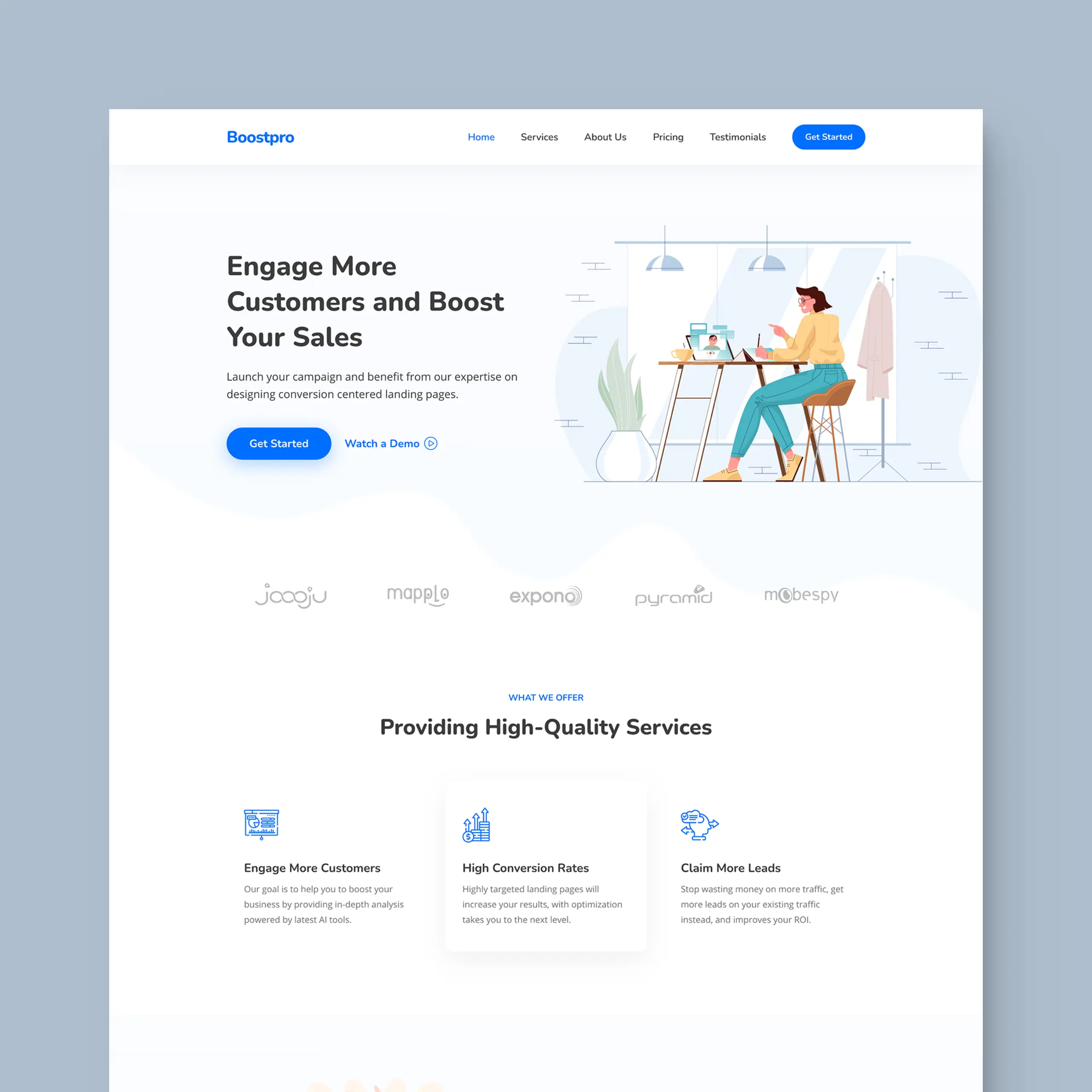 A screen for the top part of the home website