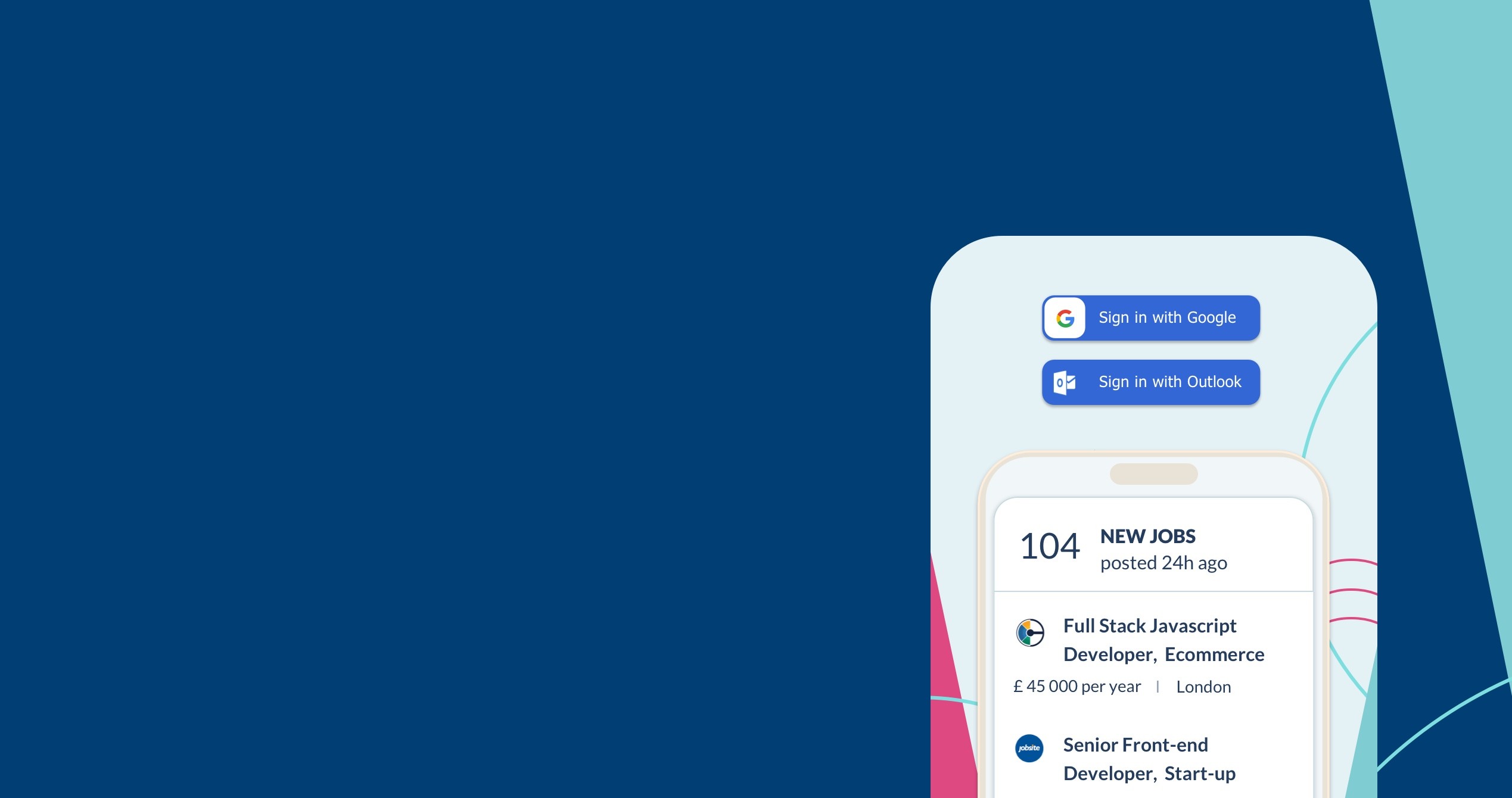 Colourful landing page telling the user they will ease their job hunt