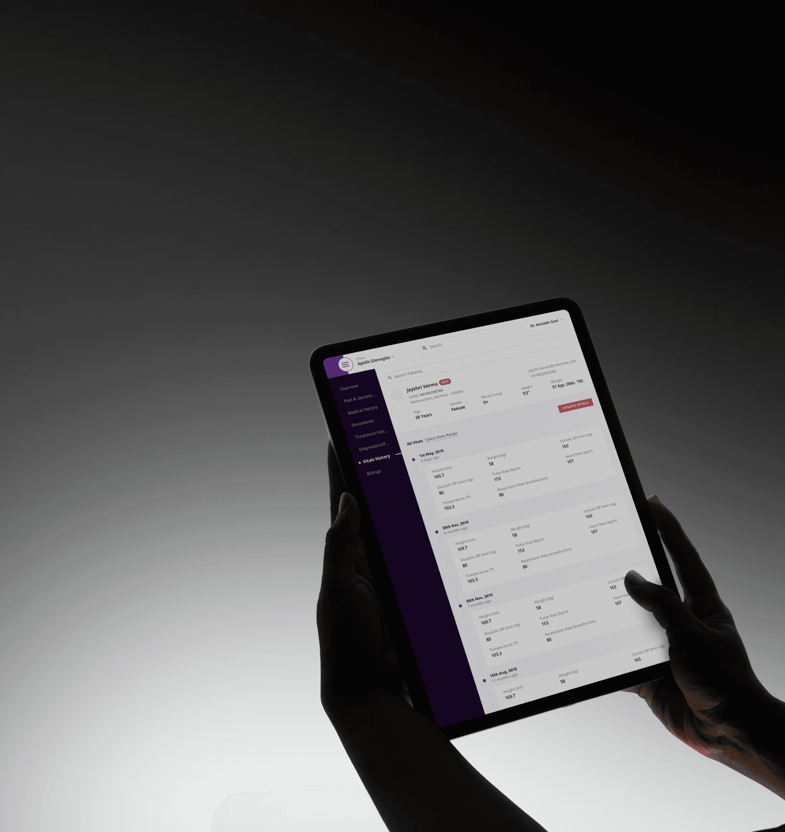 A tablet mockup of the careclues website 