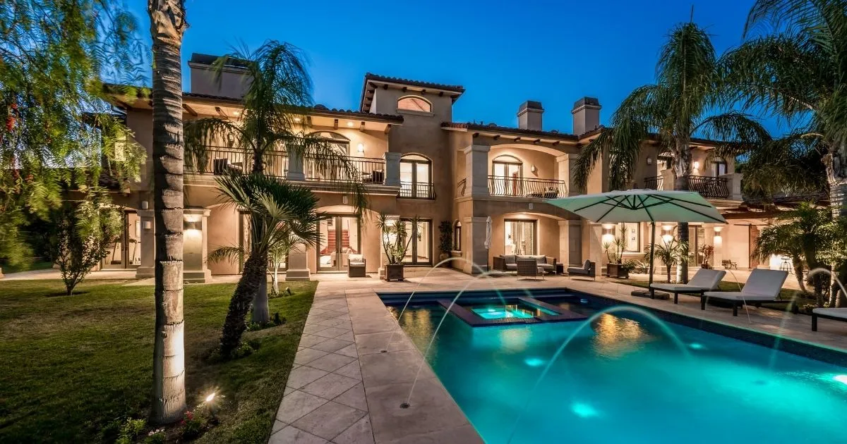 Exterior shot of a luxury home in Hidden Hills, California.