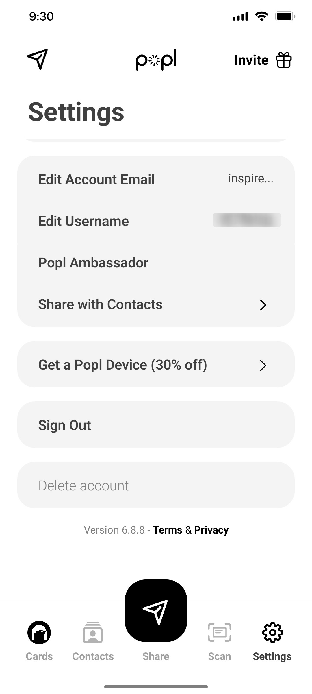 popl Setting Popl Screen