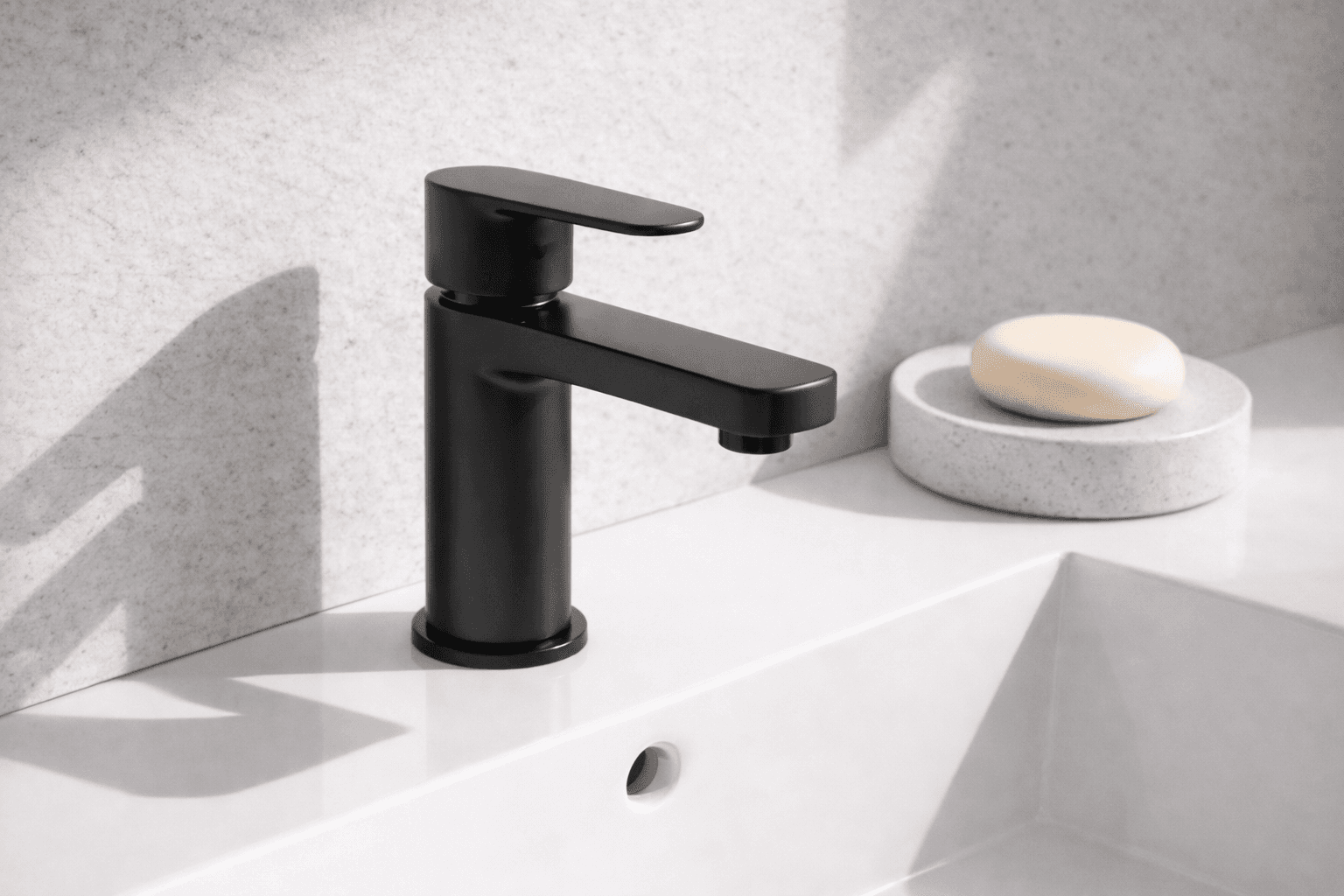 Close-up of tap in a moderen clean bathroom