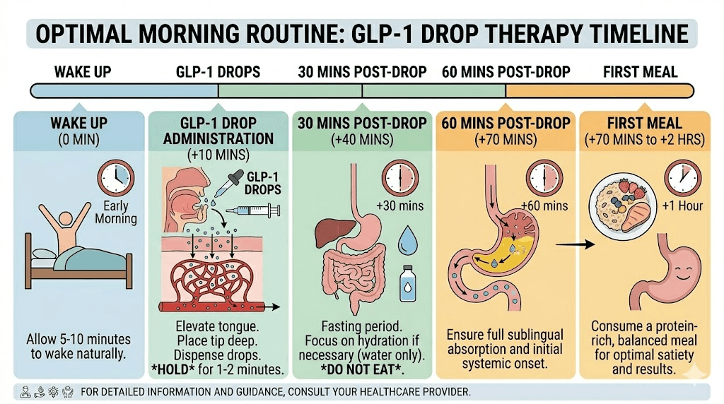 Optimal morning routine timeline for taking GLP-1 sublingual drops