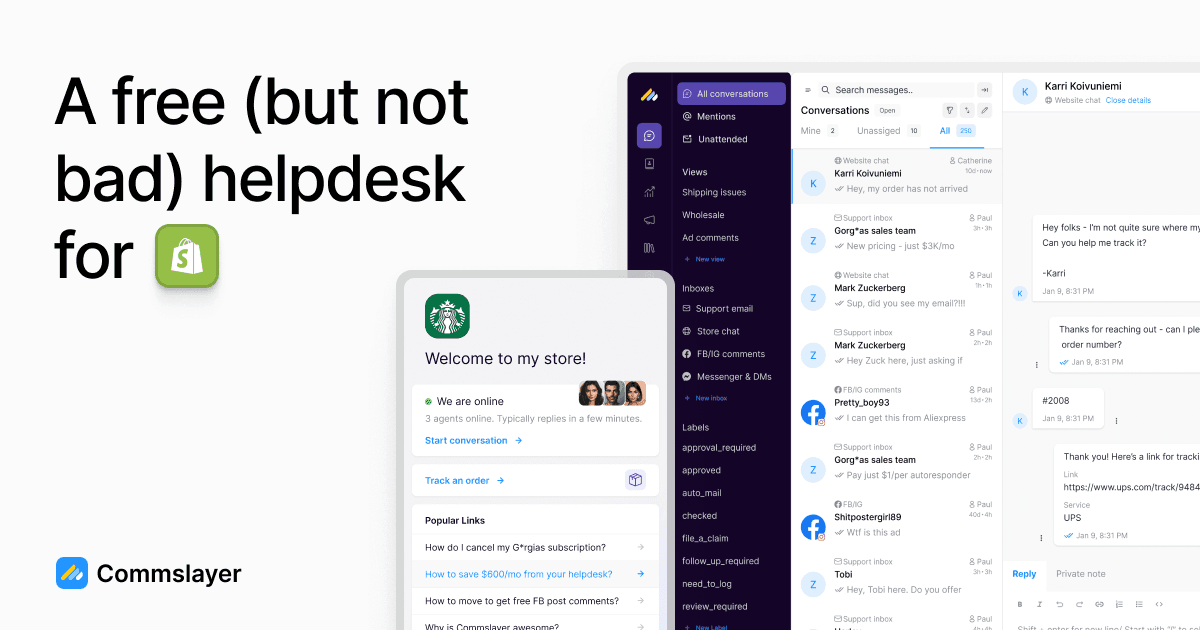 Commslayer - Free helpdesk with email inbox, live chat & socials