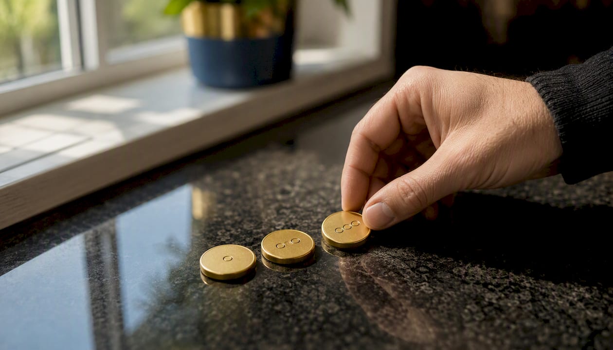 Hand arranging layered conversion tokens