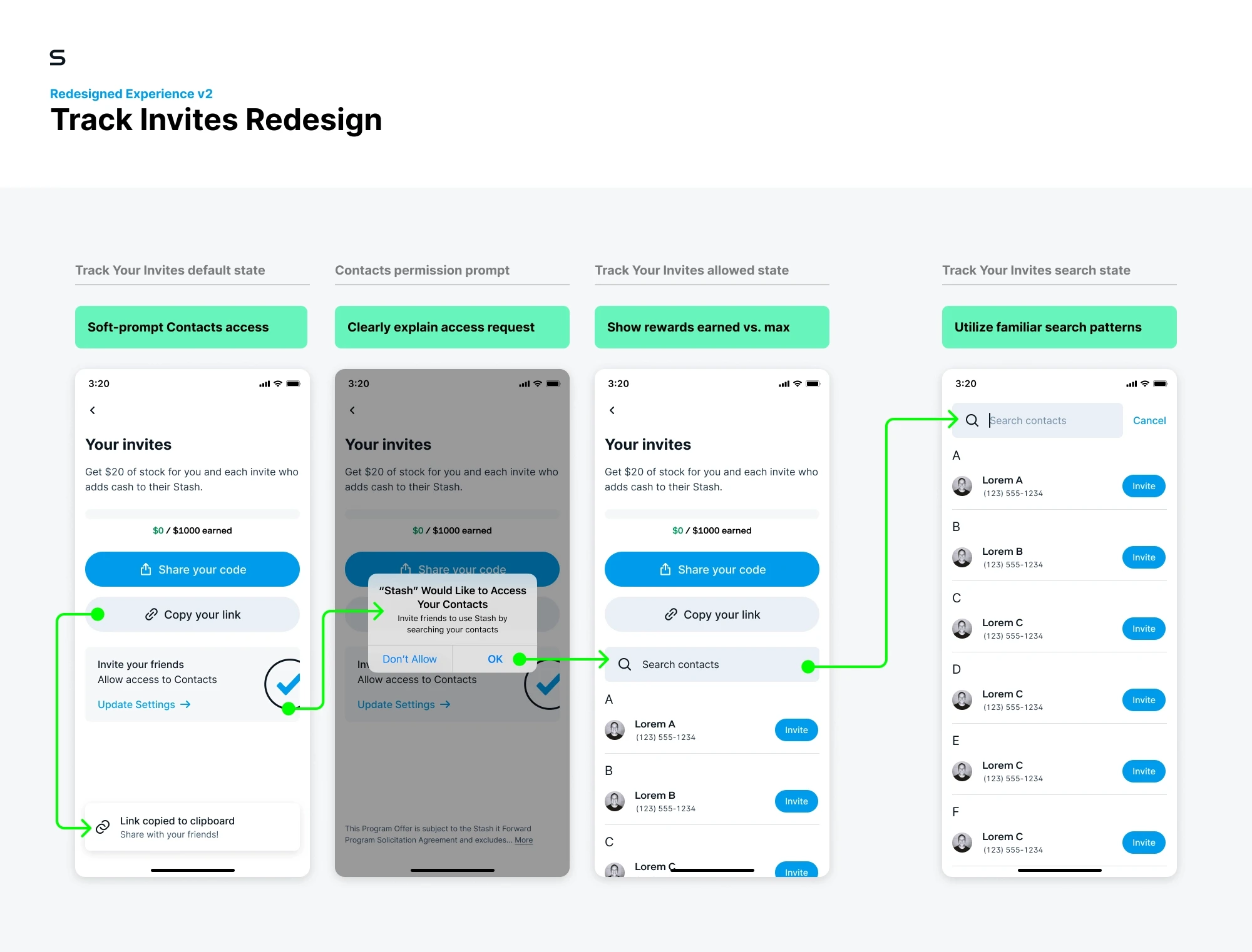 Stash referral invites redesign