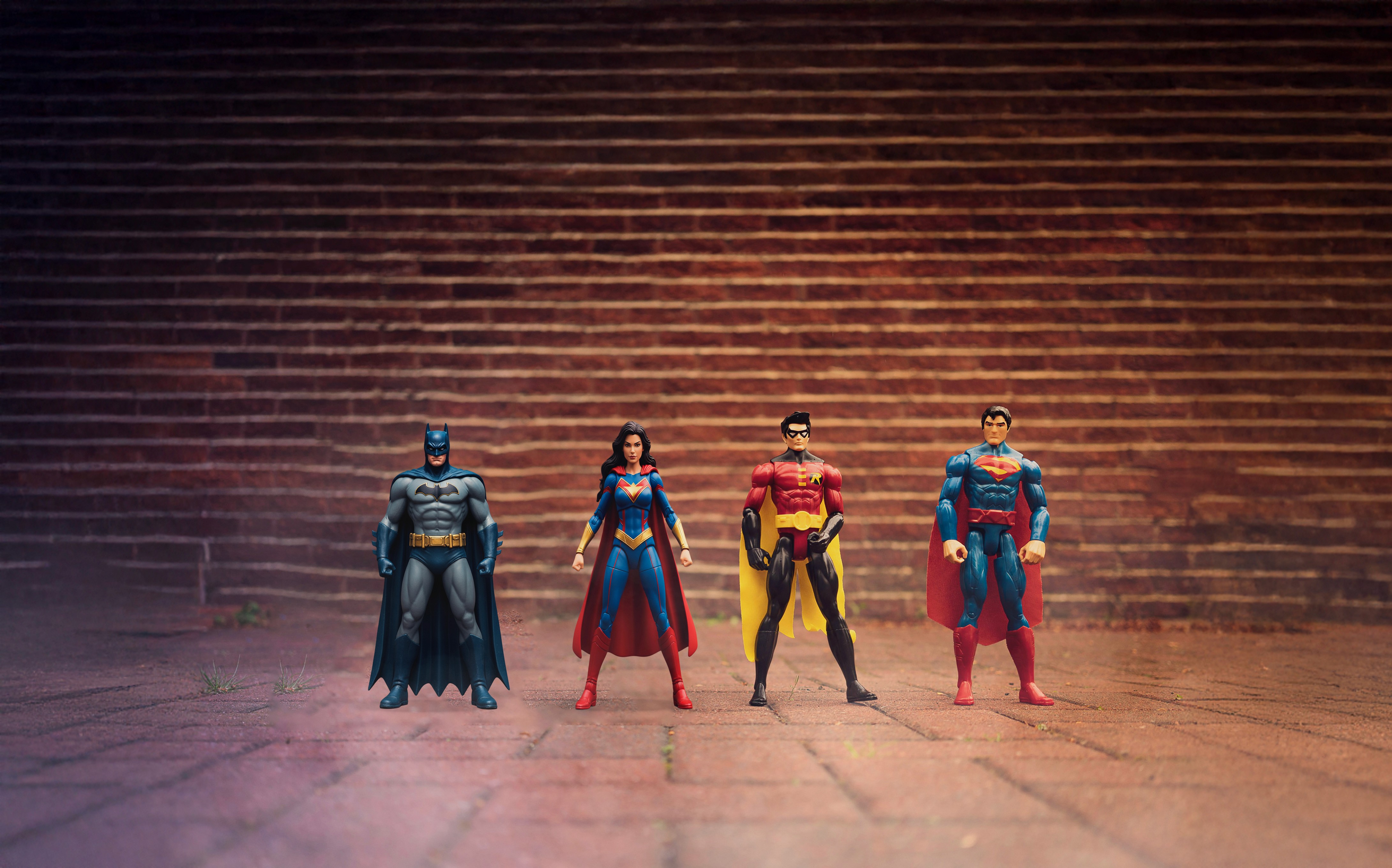Creative concept photo of superhero figurines for visual branding project