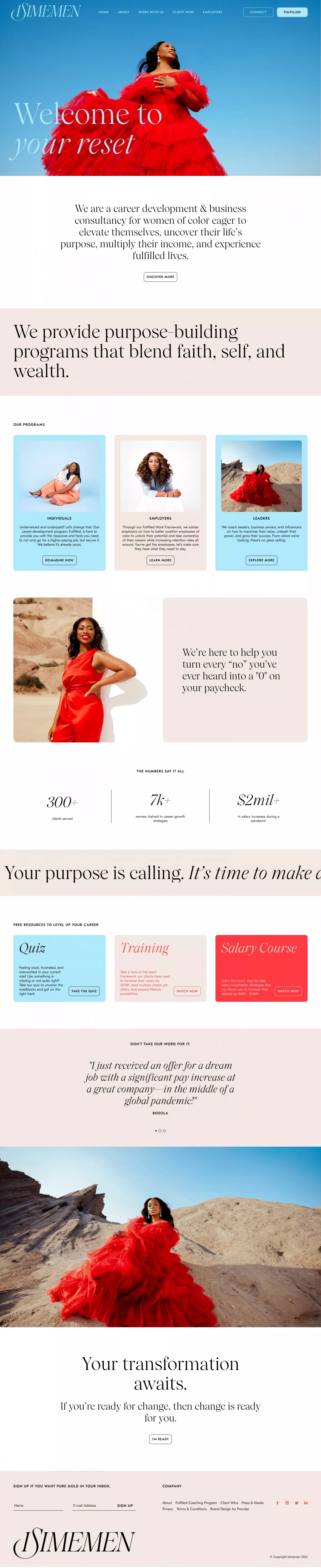 Isimemen landing page screenshot showcasing Marketing and Education design