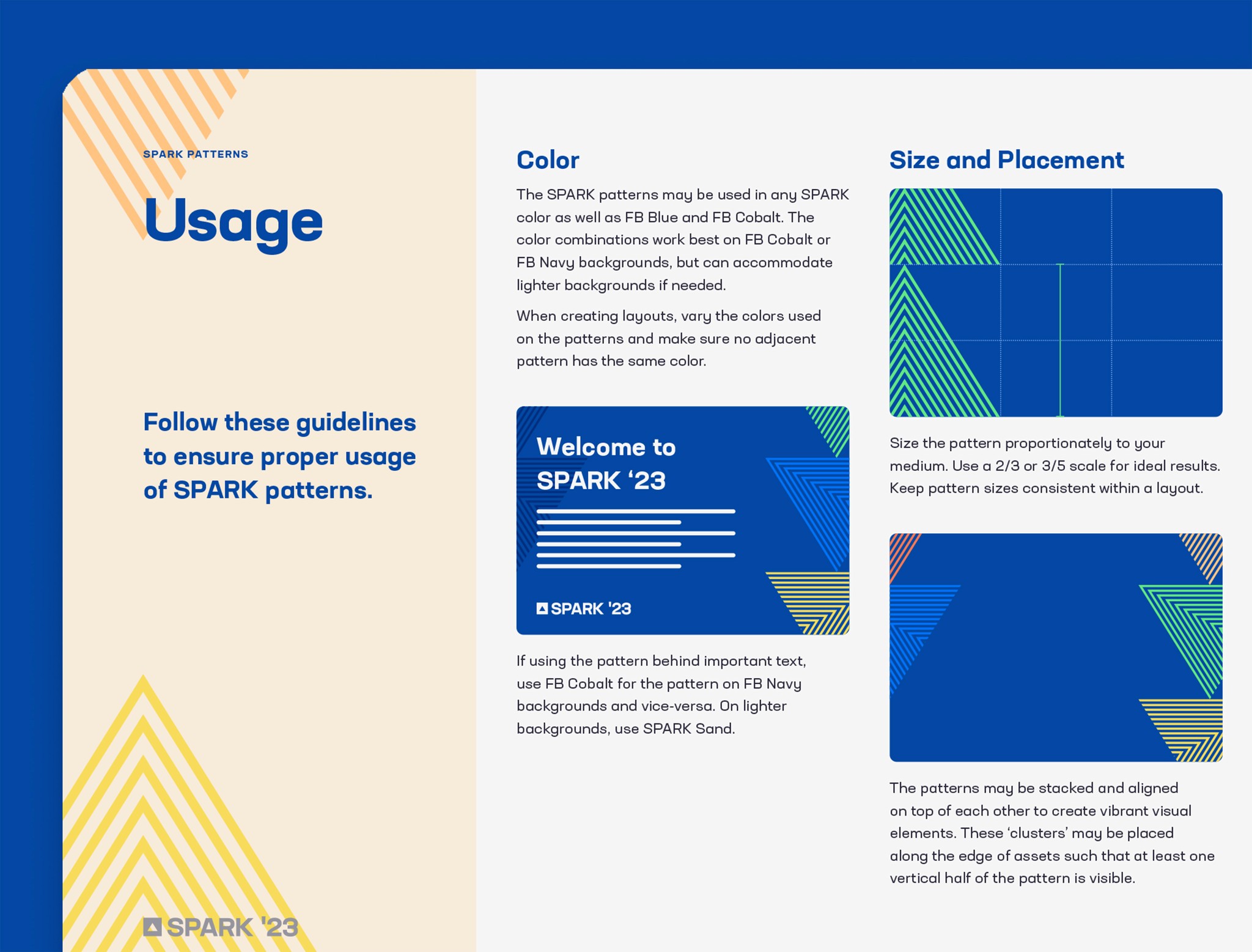 Selected pages from the SPARK brand guidelines. 