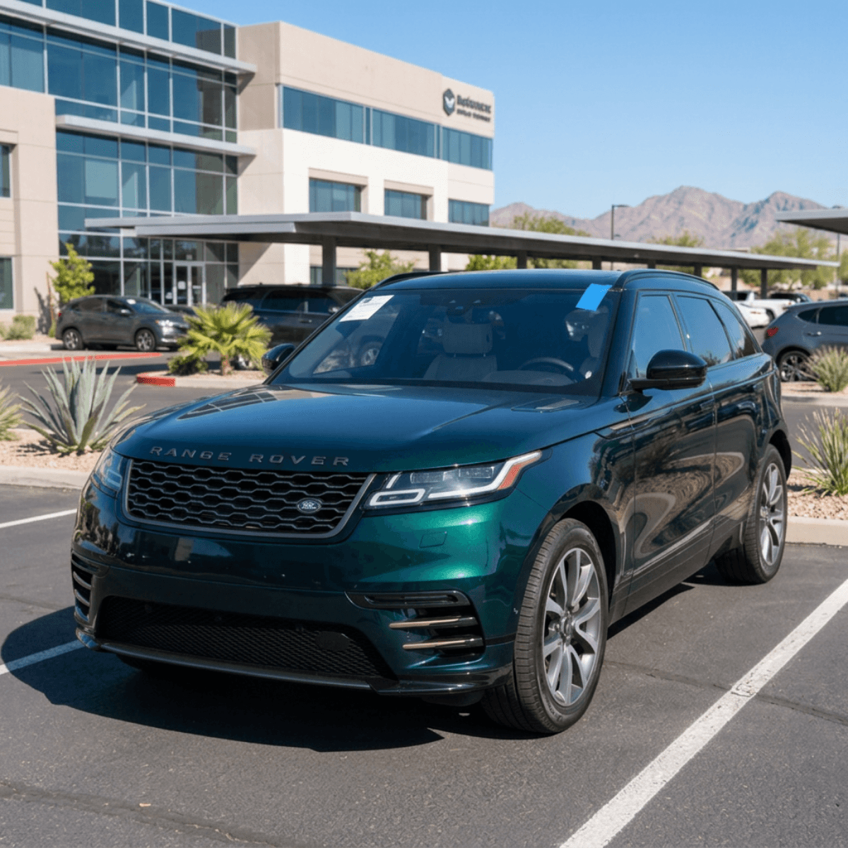 Teal Genesis GV80 luxury SUV after getting its windshield replaced by Bang AutoGlass in Chandler, Arizona