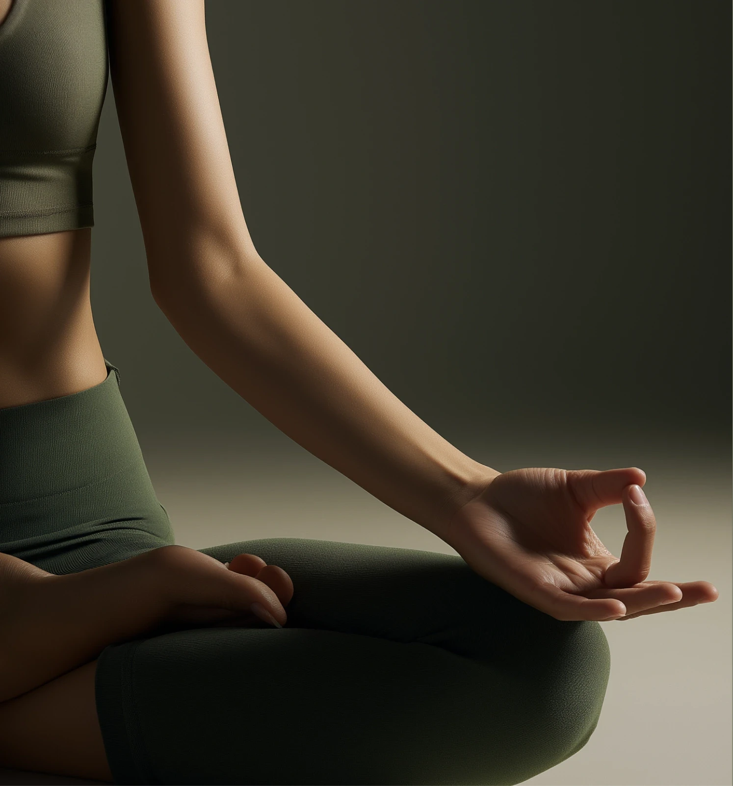 Close-up of hand in meditation pose