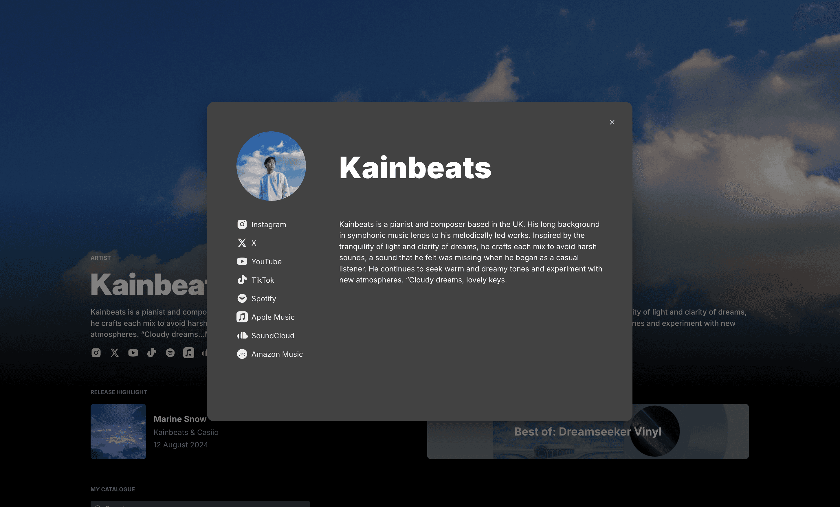 Links and Bio on Kainbeats' ReRight mini-site