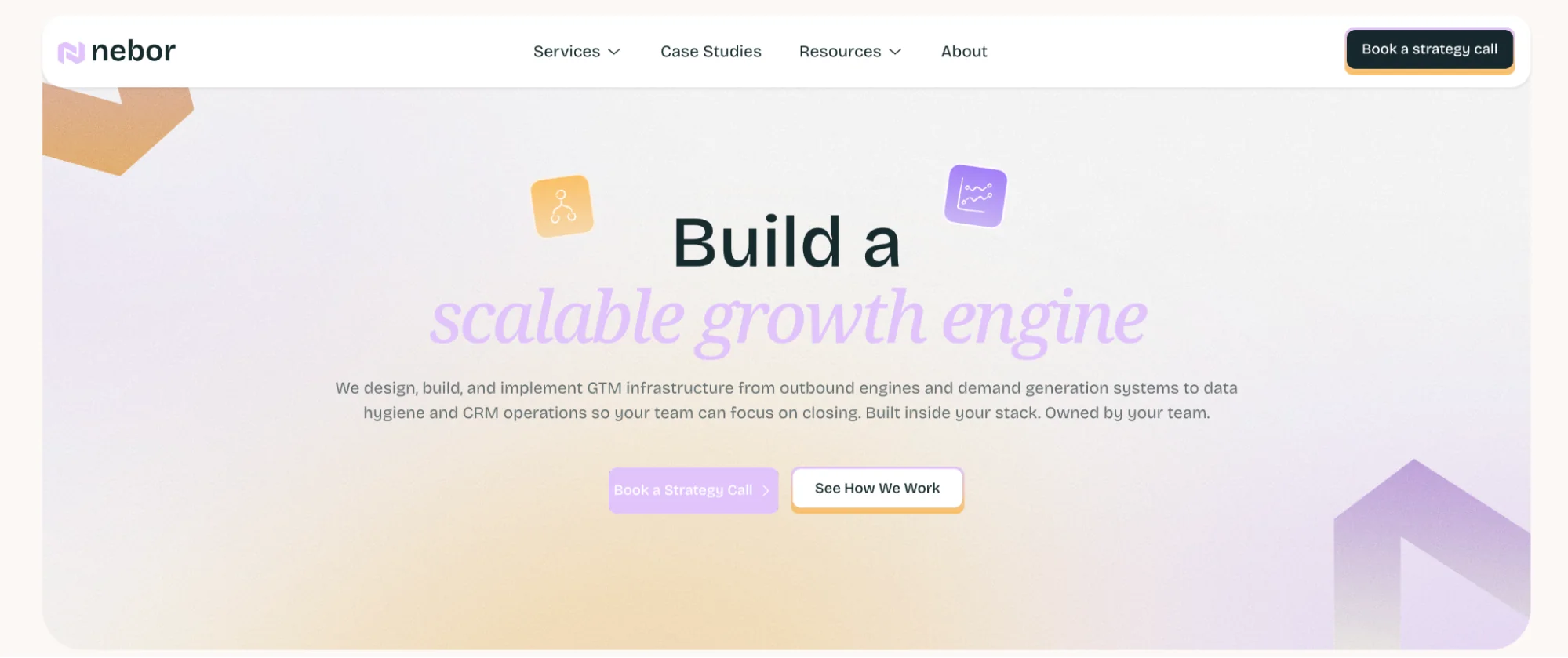 Nebor homepage: B2B GTM systems and sales automation agency