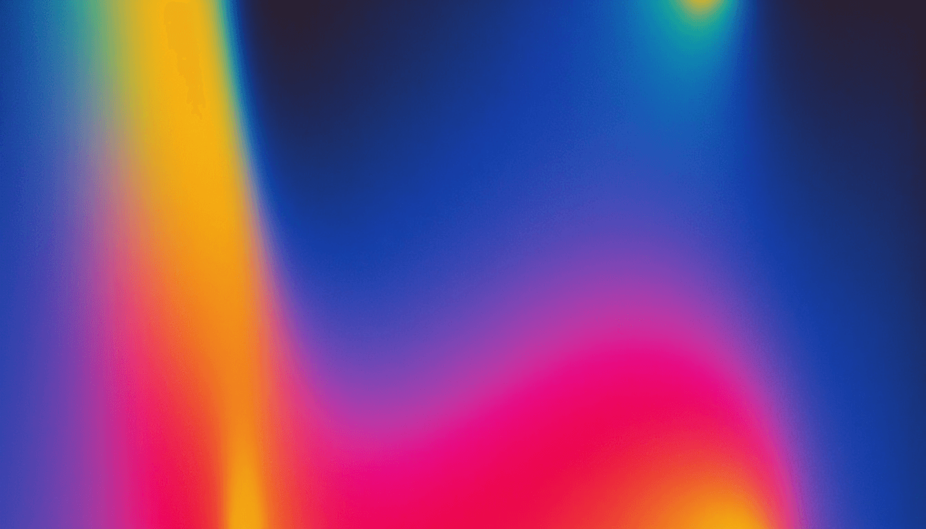 Un dégradé abstrait et dynamique de couleurs vives, allant du bleu profond au jaune éclatant, symbolisant la créativité.