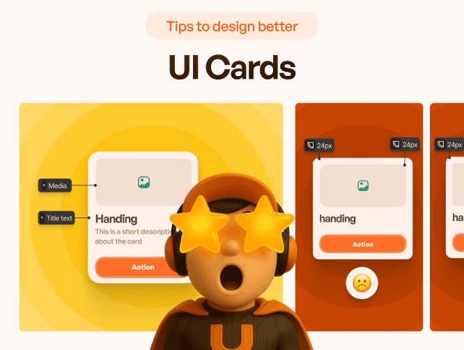 Learn how to design effective UI cards with proper hierarchy, images, border radius, content structure, and UX best practices. Improve usability and engagement.