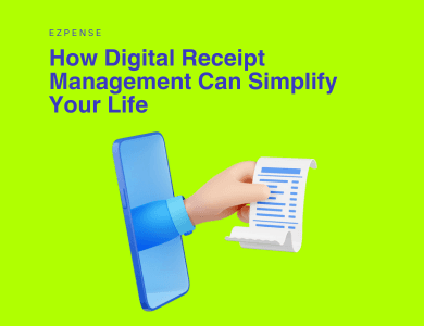 a cover saying "How Digital Receipt Management Can Simplify Your Life" and an illustration of a hand holding a receipt