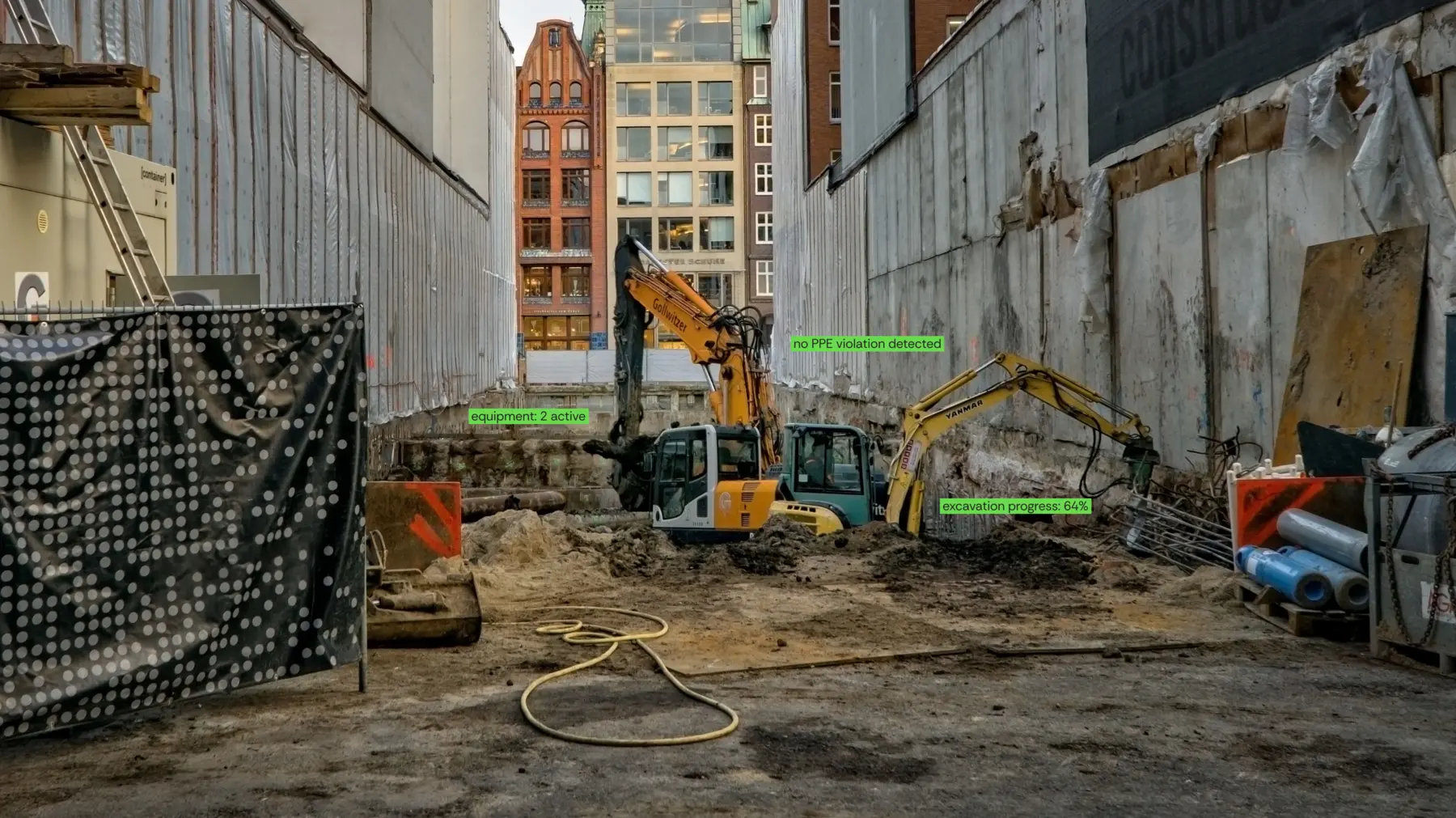 AI vision detections construction zone