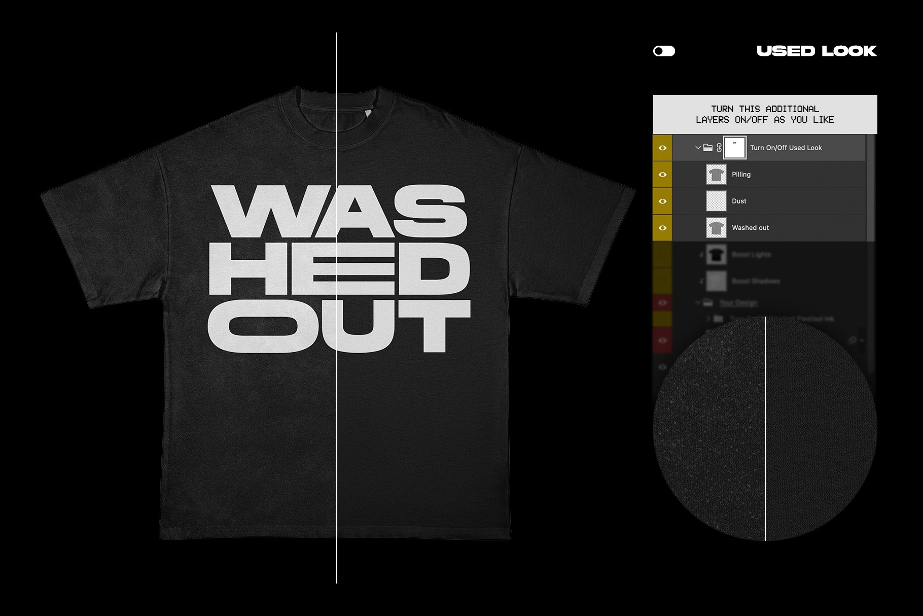 Rue Porter T-Shirt ironed mockup used fabric look with worn texture