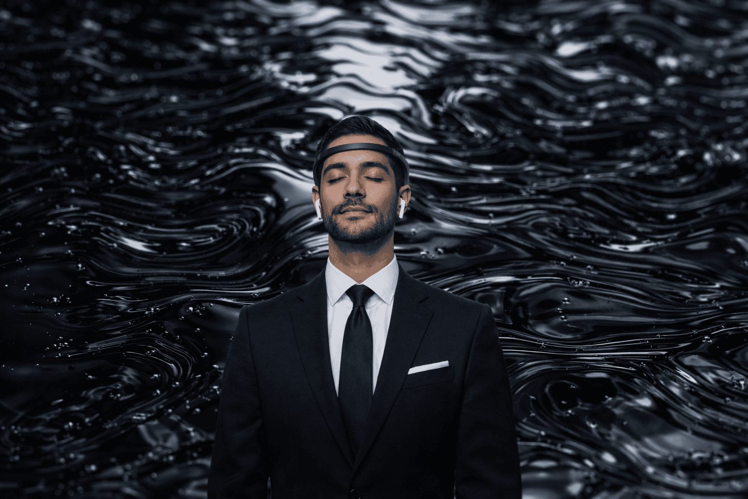 Experiență Mind Control Edenred cu participant concentrat și cască EEG