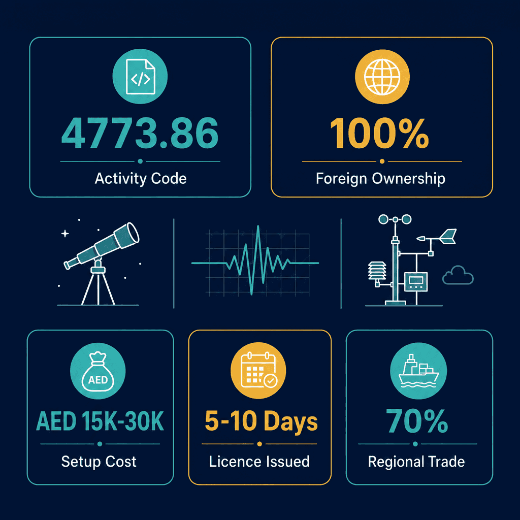 Infographic: Astronomy, Earthquakes & Meteorology Monitoring Equipment Trading License in Dubai