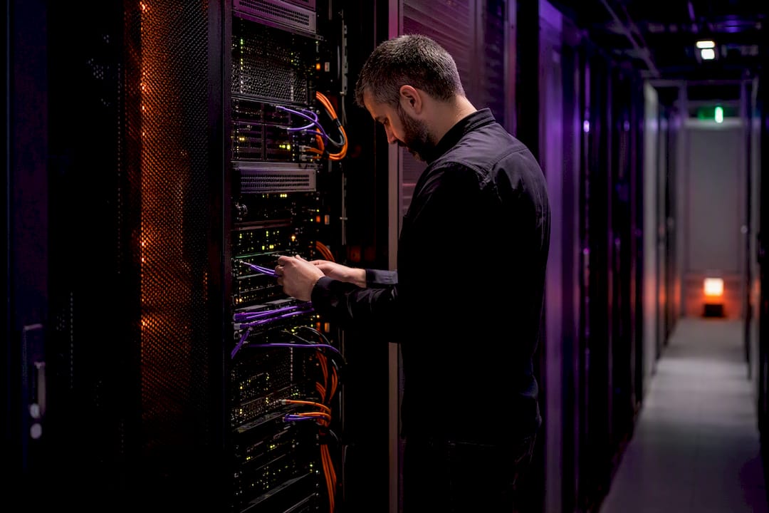 Data center server racks with ambient lighting