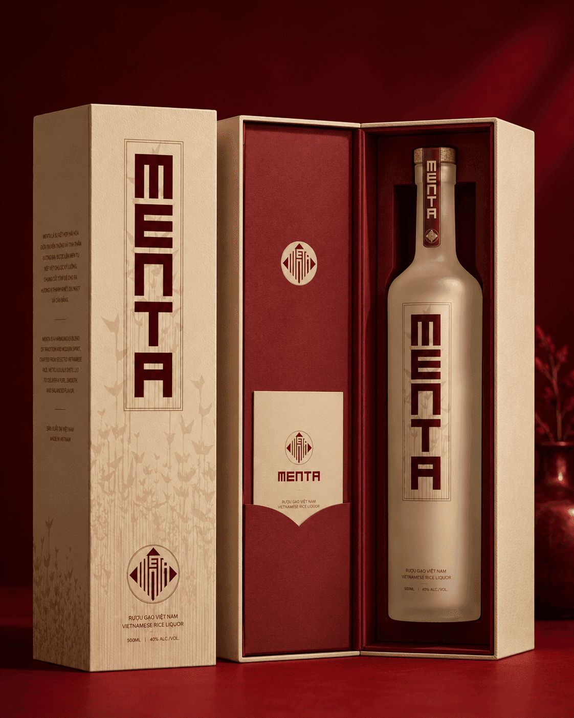 Mentha rice liquor bottle in a gift box