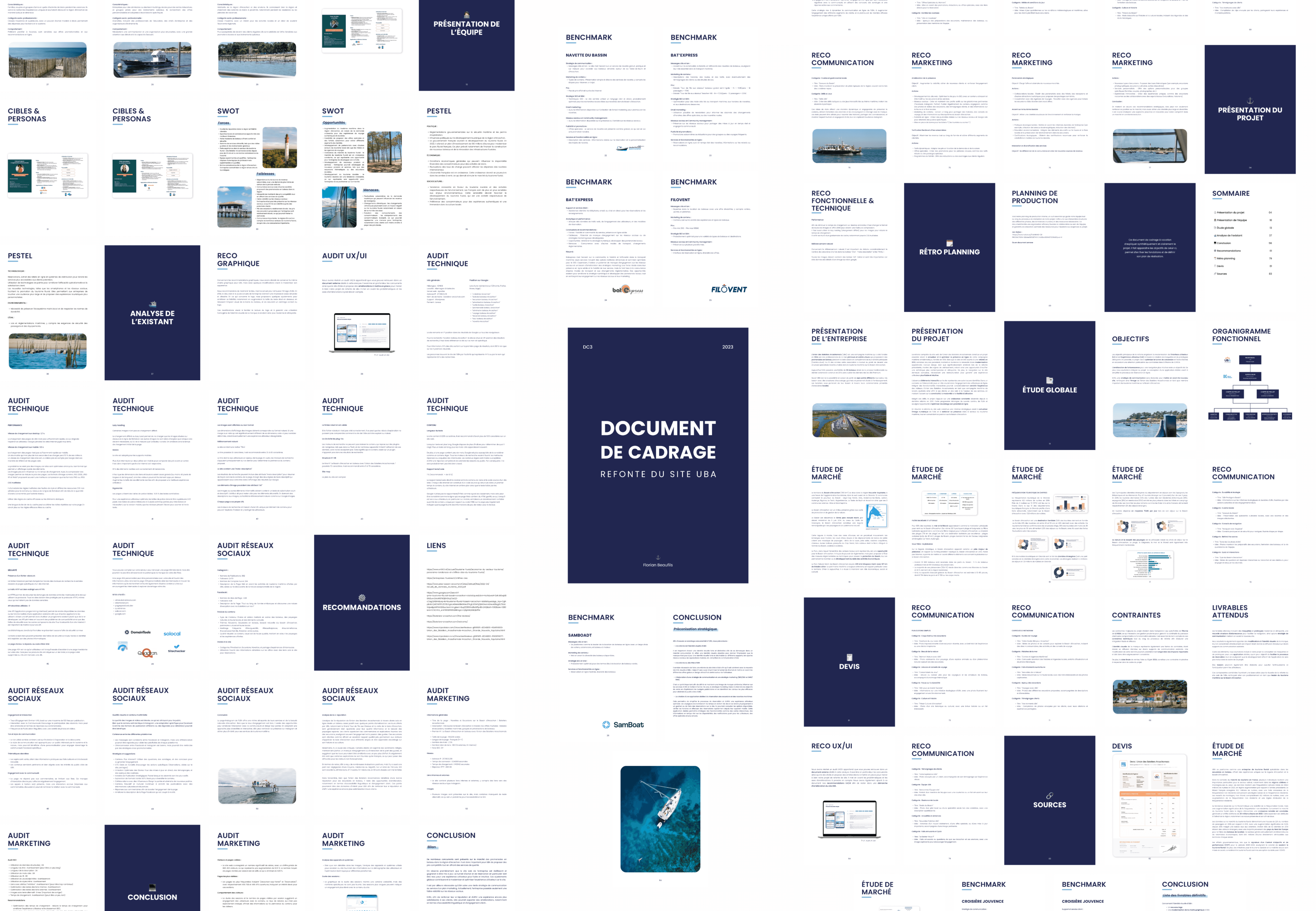 Aperçu du document de cadrage stratégique de l'UBA, détaillant l'analyse de l'existant, la définition des objectifs business et la planification des jalons de conception pour la refonte globale de l'écosystème.