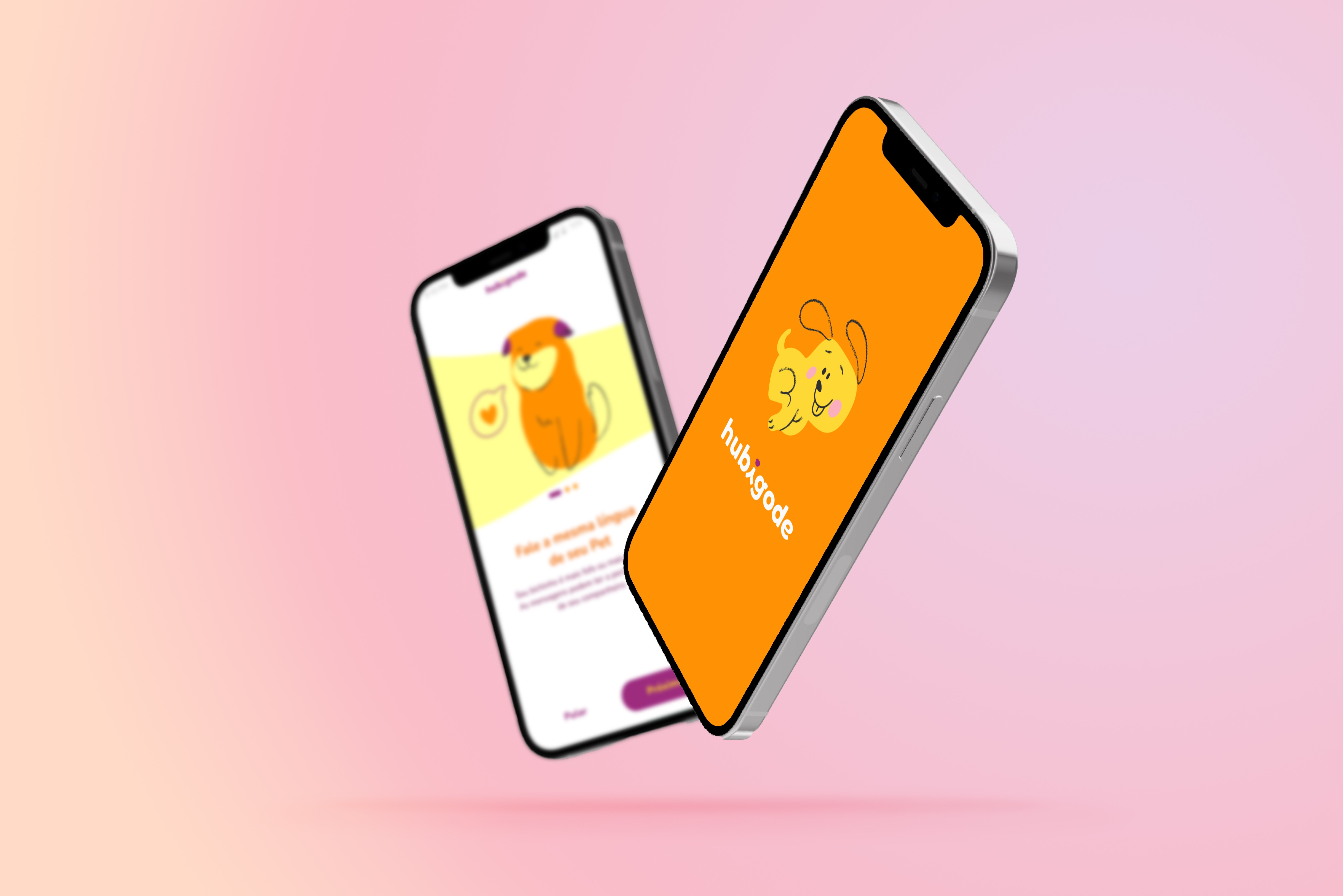 Dois celulares com imagens da tela do aplicativo hubigode