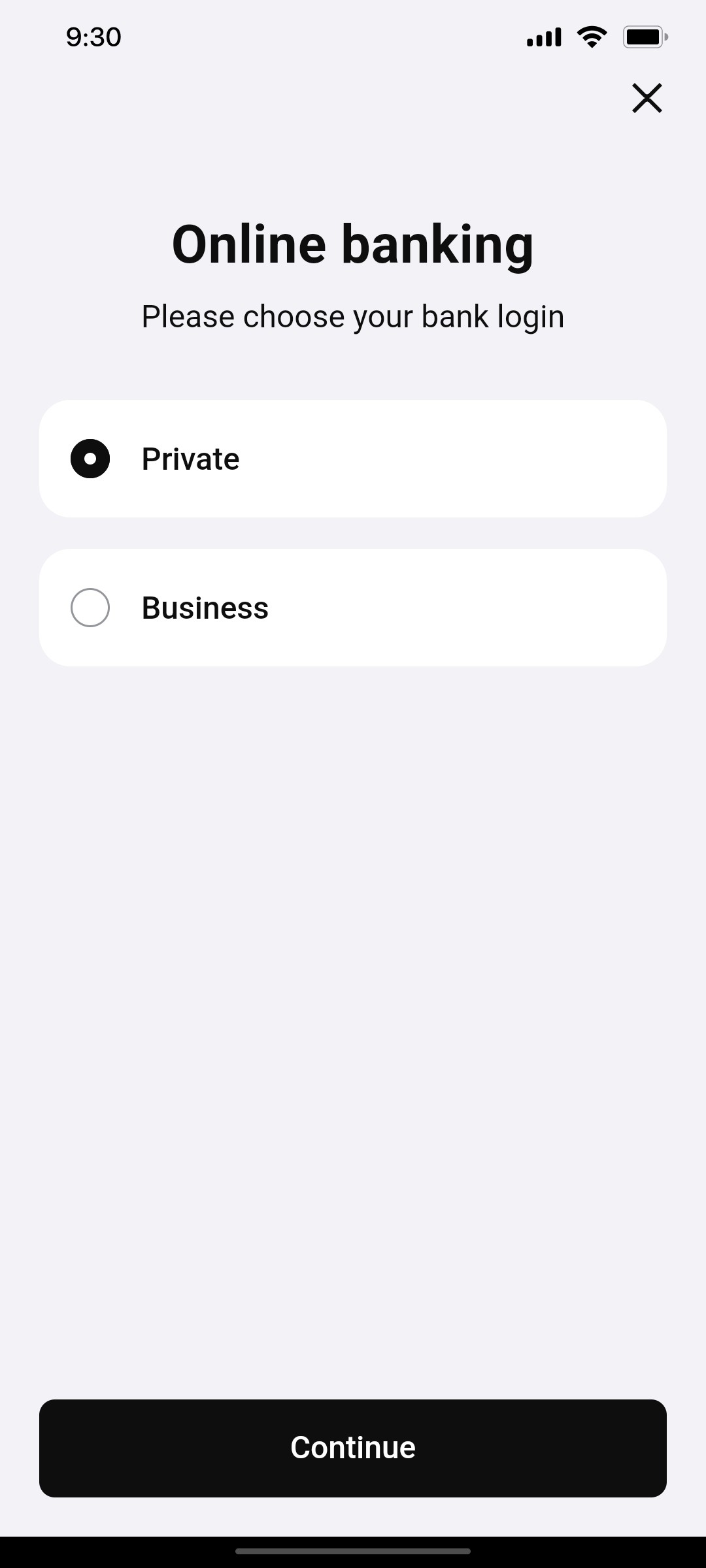 Klarna Online Banking Page Screen