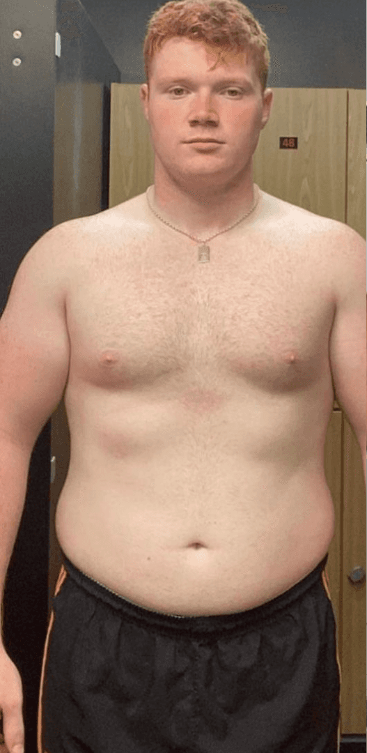 Before and after transformation photos of a Fitnix client