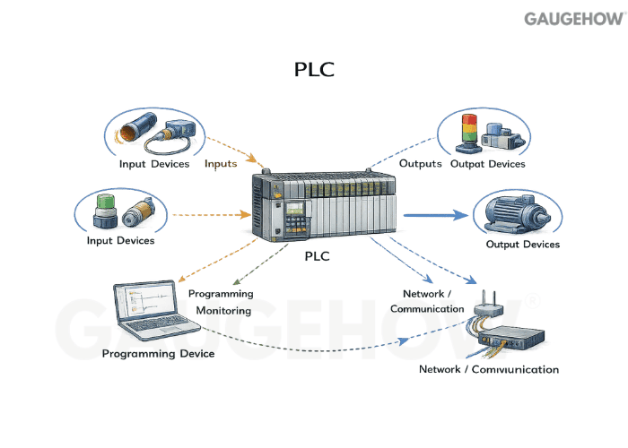 PLC inputs outputs communication diagram