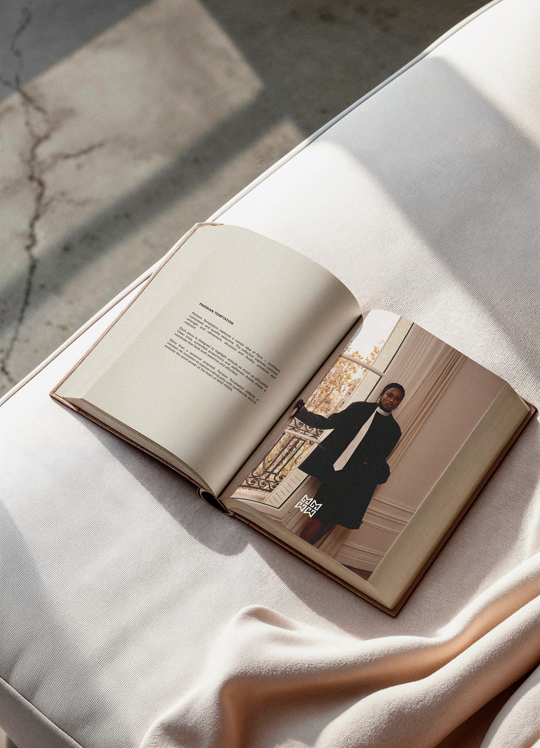 MAË PARIS luxury fashion editorial book showcasing brand storytelling and lifestyle photography