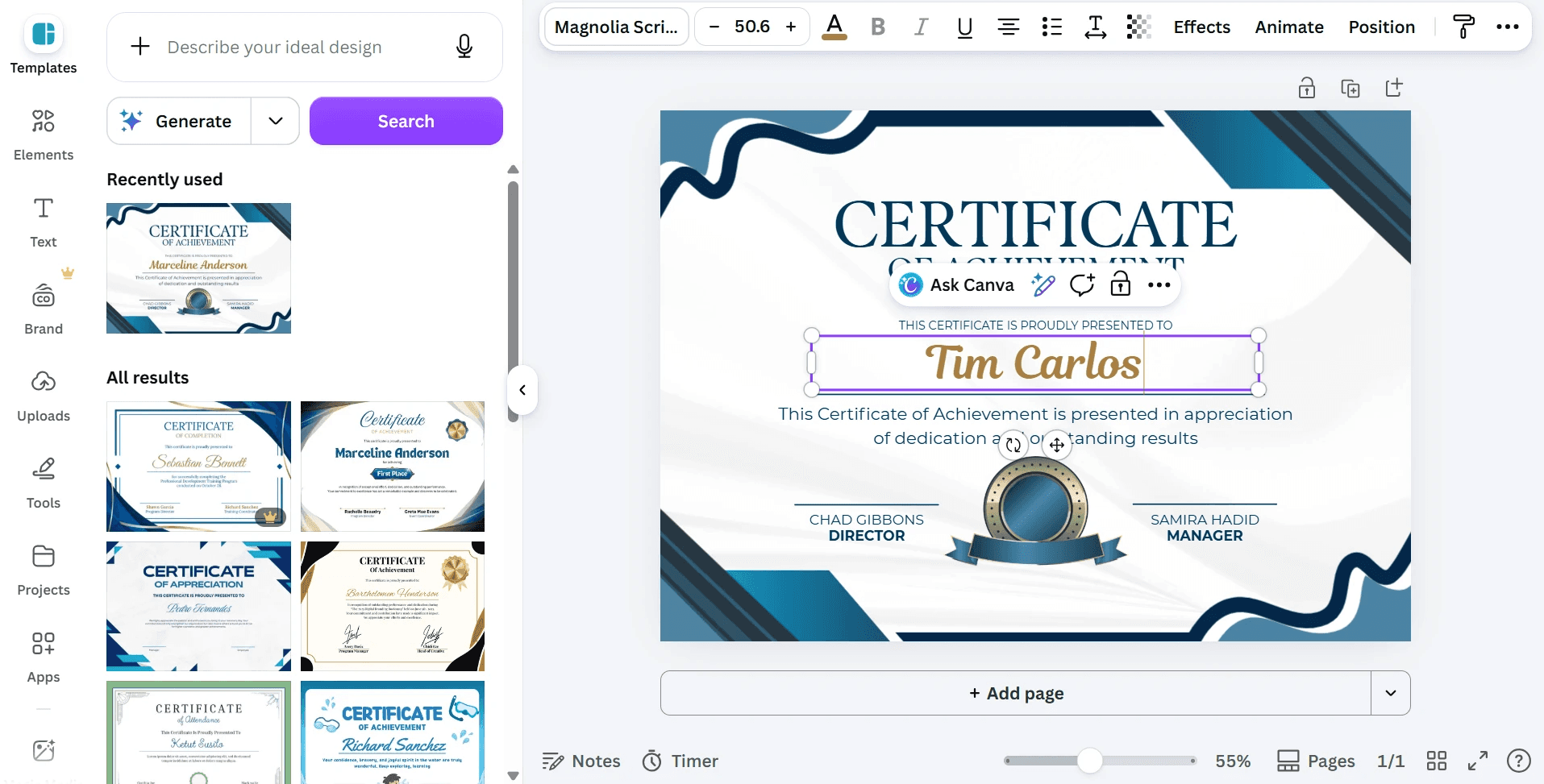 canva editor page