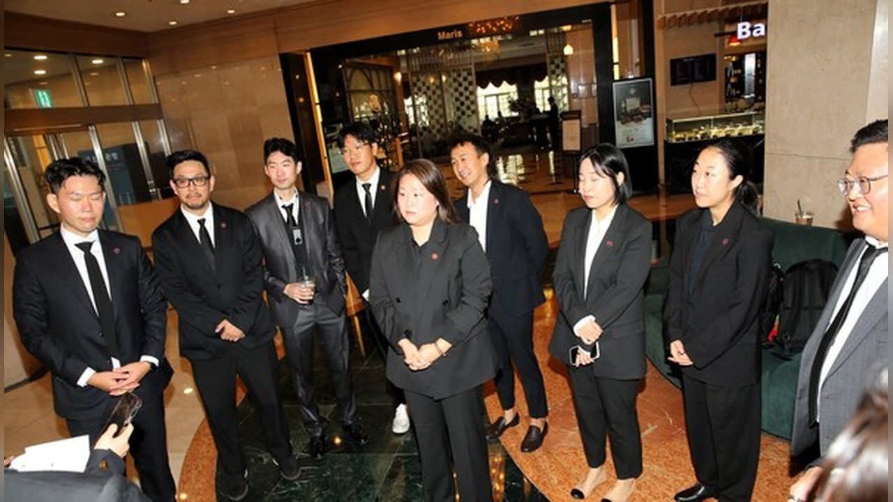 KACCUSA next-generation Korean American leaders talking in a hotel lobby during the 2026 Korea visit