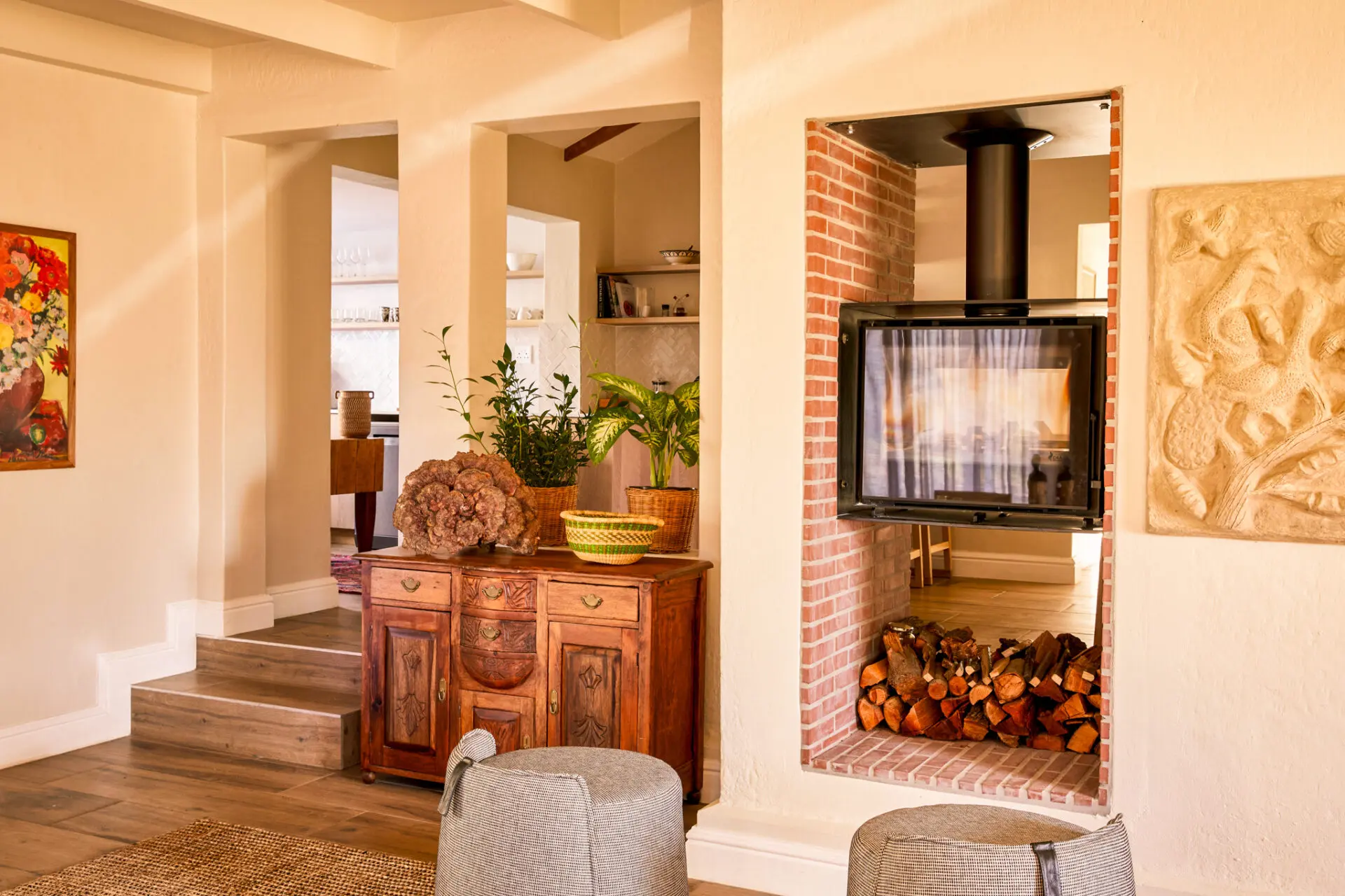 Baker Cottage sitting room and fireplace